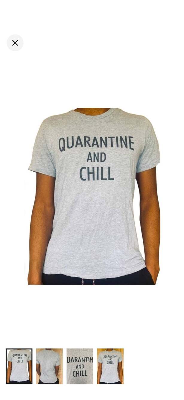 Quarantine and Chill Graphic T-Shirt Size L Gray